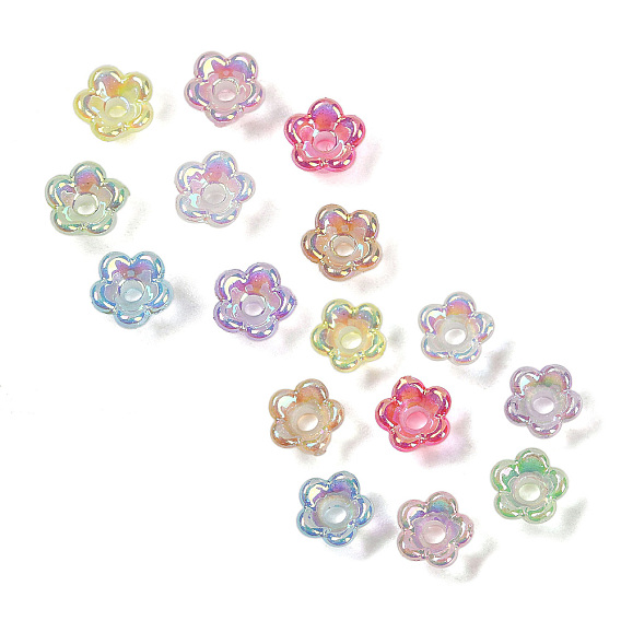 УФ-покрытие акриловым шарик крышки, радужный, 5-лепестков цветка, с блеском порошок