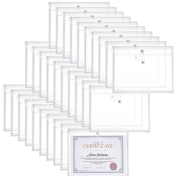 40Pcs PP Plastic Stationery Storage Pockets, File Envelope Pouch, Rectangle
