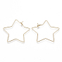 Brass Earring Hooks, Nickel Free, Real 18K Gold Plated, Star