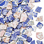 500g 4 styles cabochons en porcelaine faits à la main, carré avec motif de fleurs