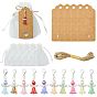 Angle Glass Pendant Decorations, Lobster Clasp Charms, with Organza Gift Bags, Paper Price Tags and Jute Cord