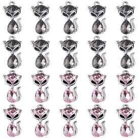 20 шт 2 цвета УФ-покрытие сплав эмаль подвески, со стеклом, платина, лиса прелести