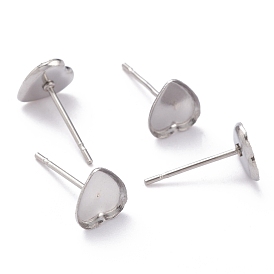 304 Stainless Steel Stud Earring Settings, Heart