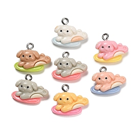 Непрозрачные подвески смолы, собачьи украшения для серфинга, с петлями платинового тона