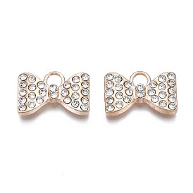 Alloy Pendants, with Crystal Rhinestone, Cadmium Free & Nickel Free & Lead Free, Bowknot Charms