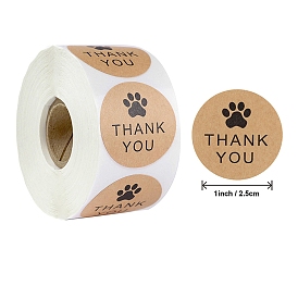 Paper Round Shape with Thank You Stickers, Adhesive Roll Sticker Labels, for Envelopes, for Embosser Stamp Sealing Certificate Stickers