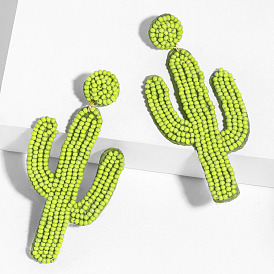 Boho Cactus Stitched Beaded Earrings for Women - ERR16