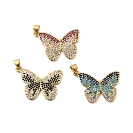 Латунные микро проложить кубического циркония подвески, бабочка, без свинца и без кадмия, долговечный, реальный 18 k позолоченный, стойки покрытие