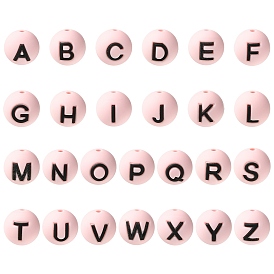 1 набор 26шт розовые круглые с буквами силиконовые бусины, фокусные бусы