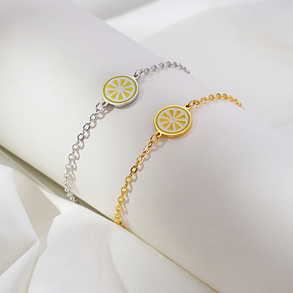 Простые браслеты из нержавеющей стали лимонного цвета, браслеты-цепочки для женщин