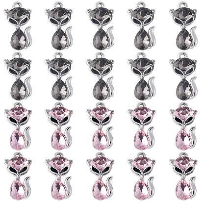 20 шт 2 цвета УФ-покрытие сплав эмаль подвески, со стеклом, платина, лиса прелести