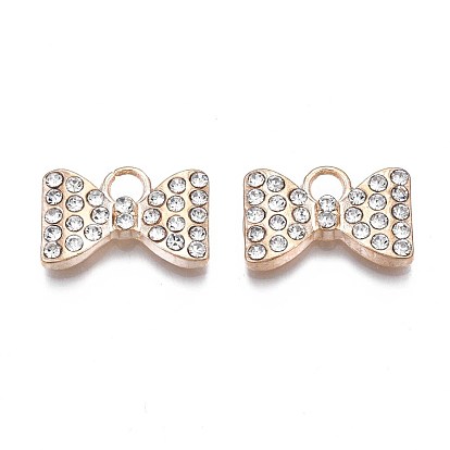Alloy Pendants, with Crystal Rhinestone, Cadmium Free & Nickel Free & Lead Free, Bowknot Charms