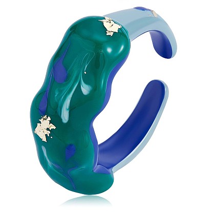Anillo de puño abierto con ondas torcidas y esmalte brillante, joyas de latón para mujer