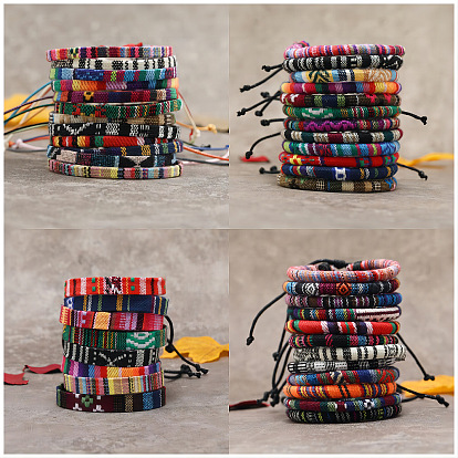 Наборы браслетов на щиколотку из хлопкового шнура в стиле бохо