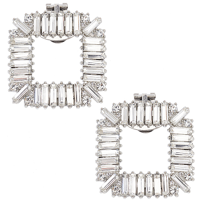 2Pcs Alloy Shoe Shoe Clips, for Shoes Decoration, with Crystal Rhinestone, Square