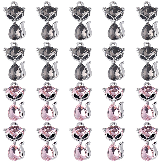 20 шт 2 цвета УФ-покрытие сплав эмаль подвески, со стеклом, платина, лиса прелести