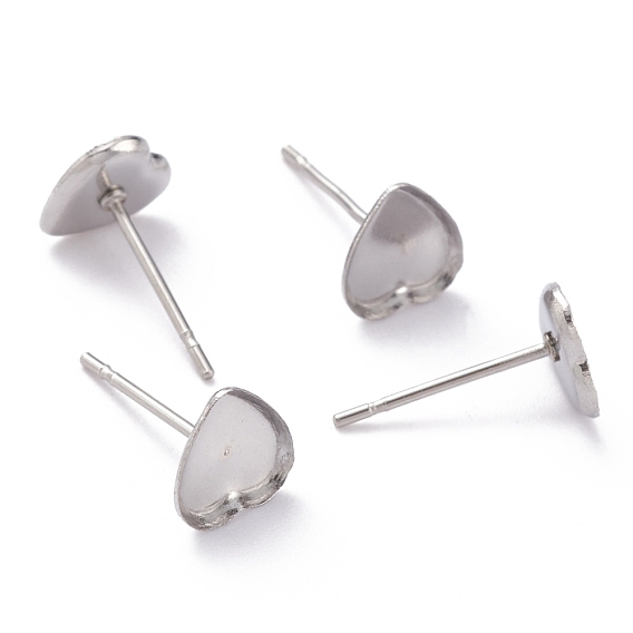 304 Stainless Steel Stud Earring Settings, Heart