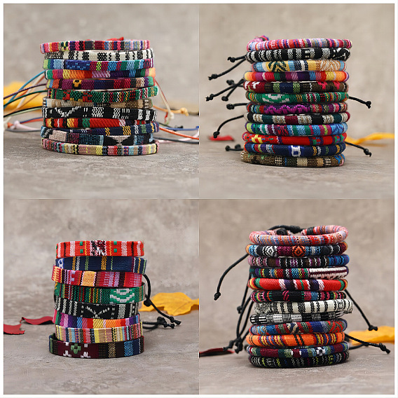 Наборы браслетов на щиколотку из хлопкового шнура в стиле бохо