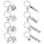 PandaHall Elite 8Pcs 8 Style 304 Stainless Steel Lettering Keychains, Teachers' Day Theme, with Word, Flat Round & House & Heart & Rectangle