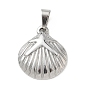 304 Stainless Steel Pendants, with 201  Stainless Steel Ice Pick Pinch Bails, Shell Shape Charms