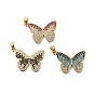 Латунные микро проложить кубического циркония подвески, бабочка, без свинца и без кадмия, долговечный, реальный 18 k позолоченный, стойки покрытие
