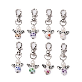 8pcs décoration pendentif ange de Thanksgiving en acrylique et porcelaine, fermoirs pivotants breloques pour ornements de sacs