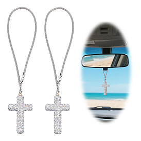 2шт. подвески из нержавеющей стали со стразами, крестик