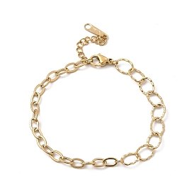 Placage ionique (ip) 304 bracelet chaîne à maillons ovales en acier inoxydable pour femme