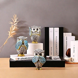 Resin Sculpture Display Decorations, for Home Office Desk, Owl