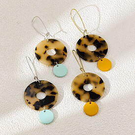 Alloy Acrylic Flat Round Dangle Earrings for Women
