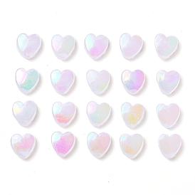 Transparent Pink Acrylic Beads, Horizontal Hole, Mixed Letters, Flat Round  with White Letter, 7x4mm, Hole: 1.5mm, 100pcs/Bag