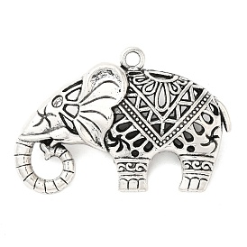 Tibetan Style Alloy Pendants, Cadmium Free & Lead Free, Elephant, 34x52x16mm, Hole: 3mm