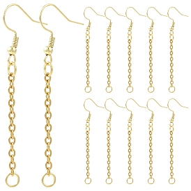 304 Stainless Steel Earring Hook, with 304 Stainless Steel Chains