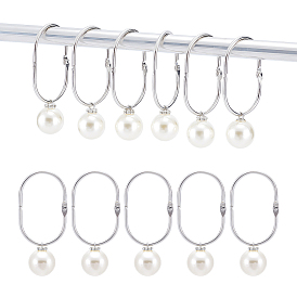 304 Кольца для душевой занавески из нержавеющей стали для ванной комнаты, легко скользящие ролики, металлические крючки для душа с подвесками из АБС-пластика с имитацией жемчуга
