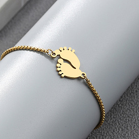Adjustable Gold Bracelet for Men and Women - Minimalist Footprint Design