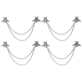 4 шт. брошь-цепочка в виде пчелы из сплава, значок для украшения воротника рубашки