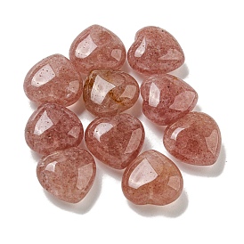 Natural Strawberry Quartz Beads, Half Drilled, Heart