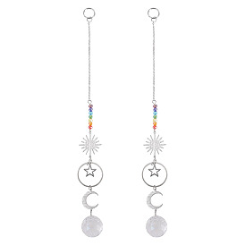 2шт. латунные подвесные украшения в виде солнца, луны и звезды, Стеклянные круглые солнечные лучи с кисточками для украшения сада на открытом воздухе