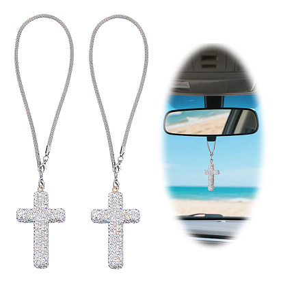 2шт. подвески из нержавеющей стали со стразами, крестик