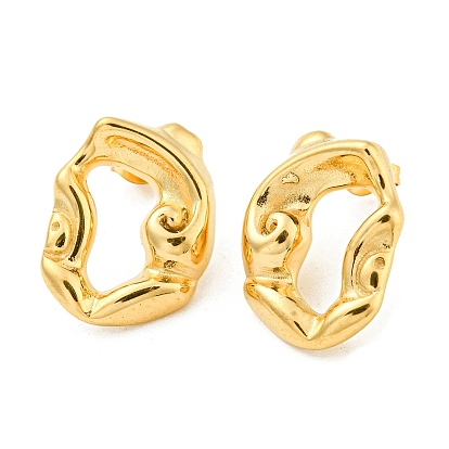 Ионное покрытие (ip) 304 серьги-гвоздики из нержавеющей стали, Twist овальные