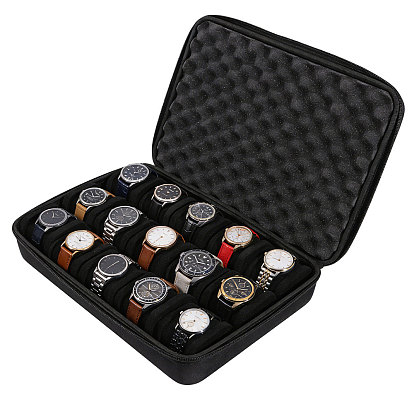 15-Slot EVA Watch Organizer Storage Boxes with Handles, Rectangle