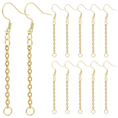304 Stainless Steel Earring Hook, with 304 Stainless Steel Chains