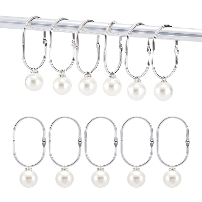 304 Кольца для душевой занавески из нержавеющей стали для ванной комнаты, легко скользящие ролики, металлические крючки для душа с подвесками из АБС-пластика с имитацией жемчуга