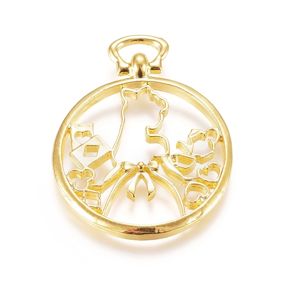 Zinc Alloy Open Back Bezel Pendants, For DIY UV Resin, Epoxy Resin, Pressed Flower Jewelry, Girl