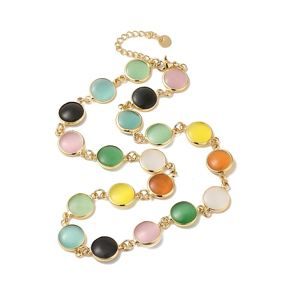 Колье из латуни с кошачьим глазом