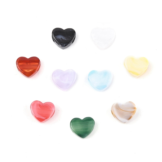 Акриловые бусины, бусы из искусственного камня, сердце, два тона