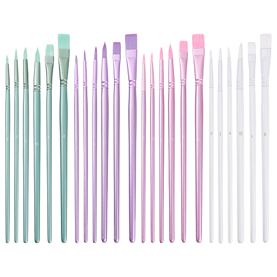 24шт. 4 цветовая кисть для рисования, нейлоновые щетки для волос с деревянной ручкой, для акварельной живописи художник профессиональная живопись