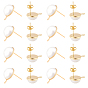 Brass Stud Earrings Findings, with ABS Plastic Imitation Pearl, 925 Sterling Silver Pins and Loop, with 20Pcs Ear Nut, Half Round