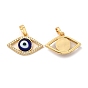 Rack Plating Brass Micro Pave Clear Cubic Zirconia Pendants, with Handmade Evil Eye Lampwork, Cadmium Free & Lead Free, Long-Lasting Real 18K Gold Plated, Eye Charm