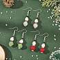Christmas Handmade Polymer Clay Rhinestone Dangle Earrings, Snowman, with ABS Plastic Imitation Pearl Round Beads, 304 Stainless Steel Earrings for Women